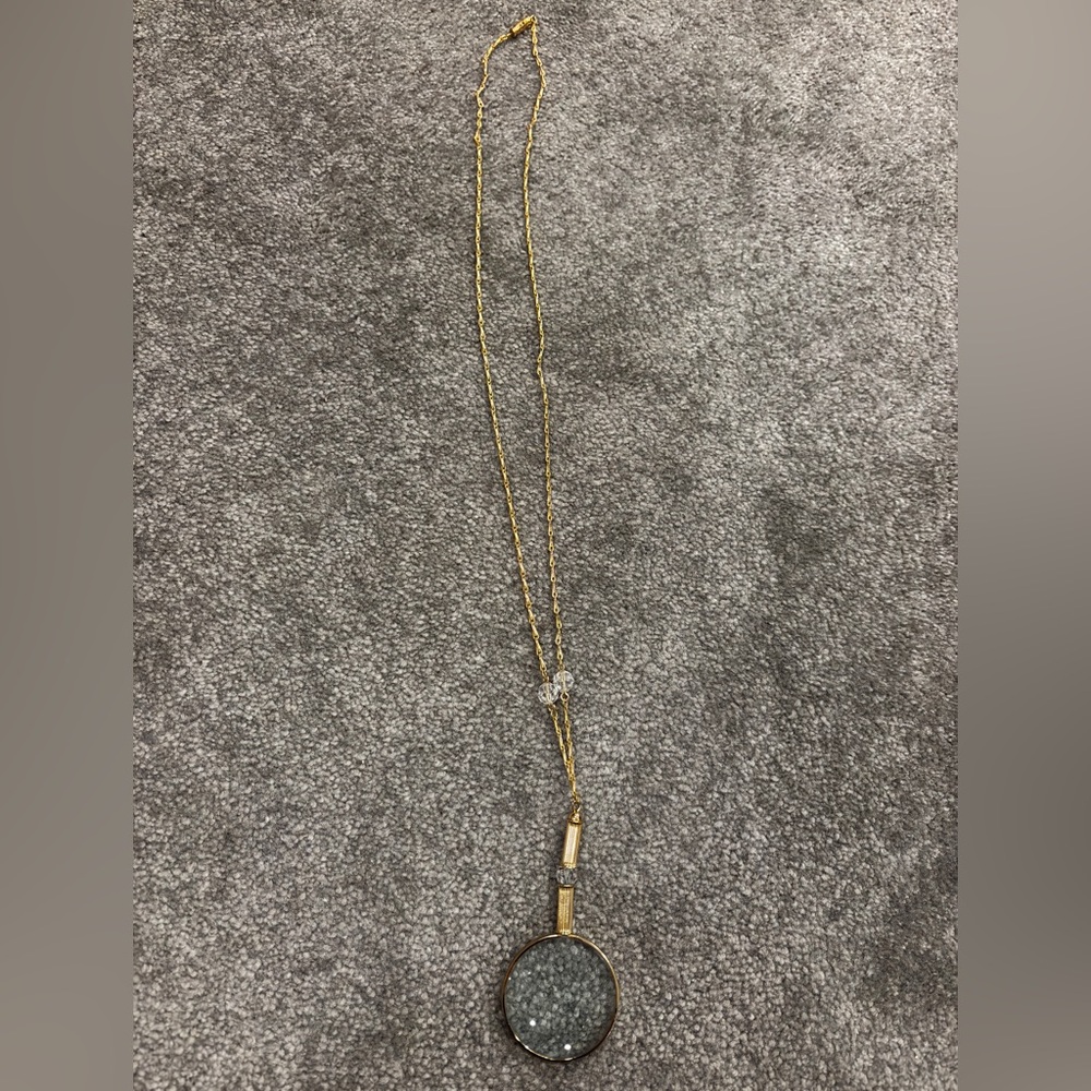 Elegant Gold and Silver magnifying glass Pendant Necklace